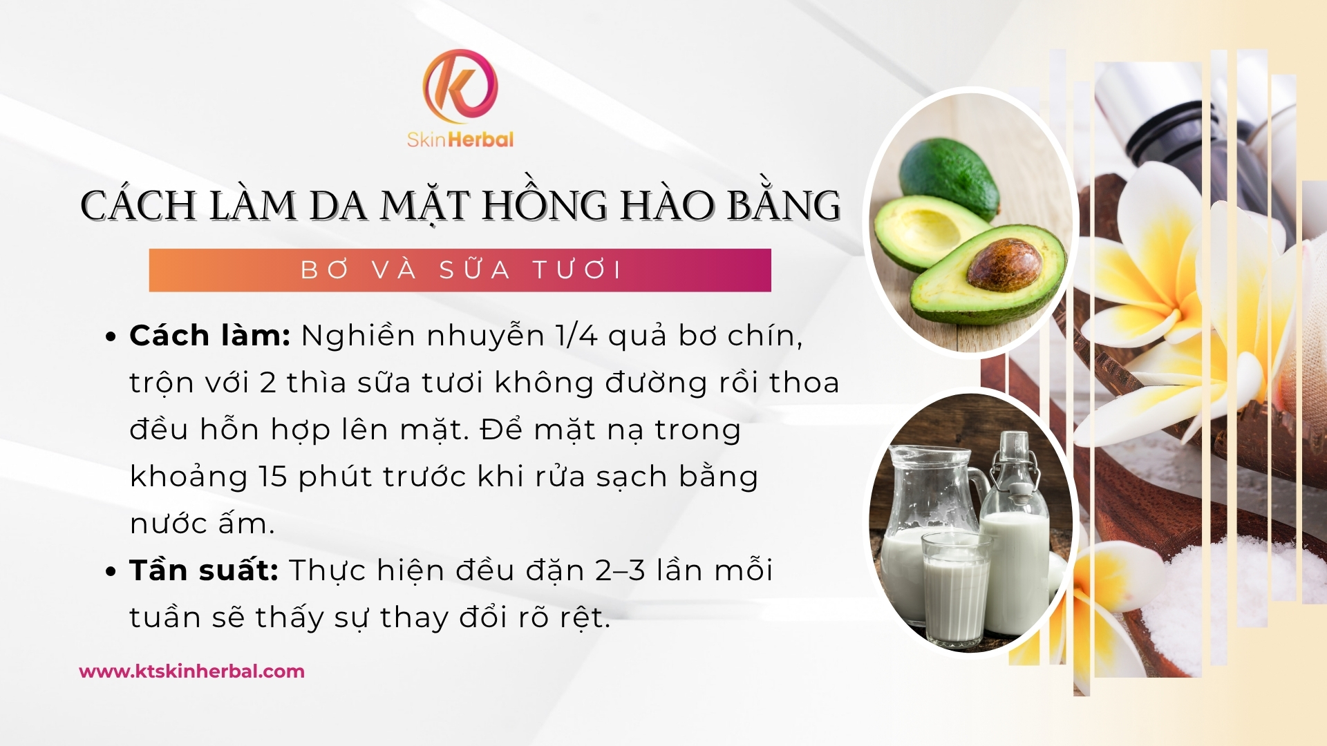 C&aacute;ch l&agrave;m da mặt hồng h&agrave;o bằng bơ v&agrave; sữa tươi