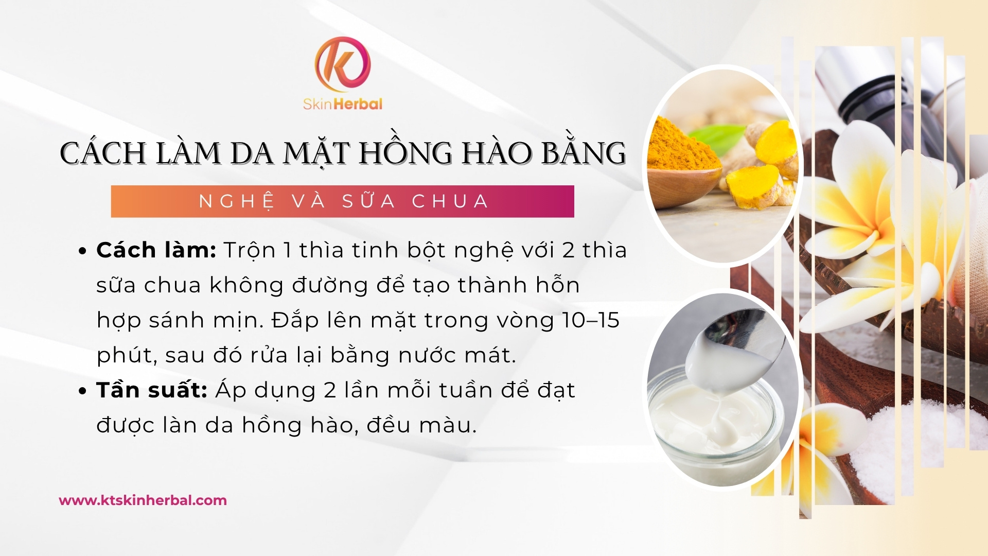 C&aacute;ch l&agrave;m da mặt hồng h&agrave;o bằng nghệ v&agrave; sữa chua