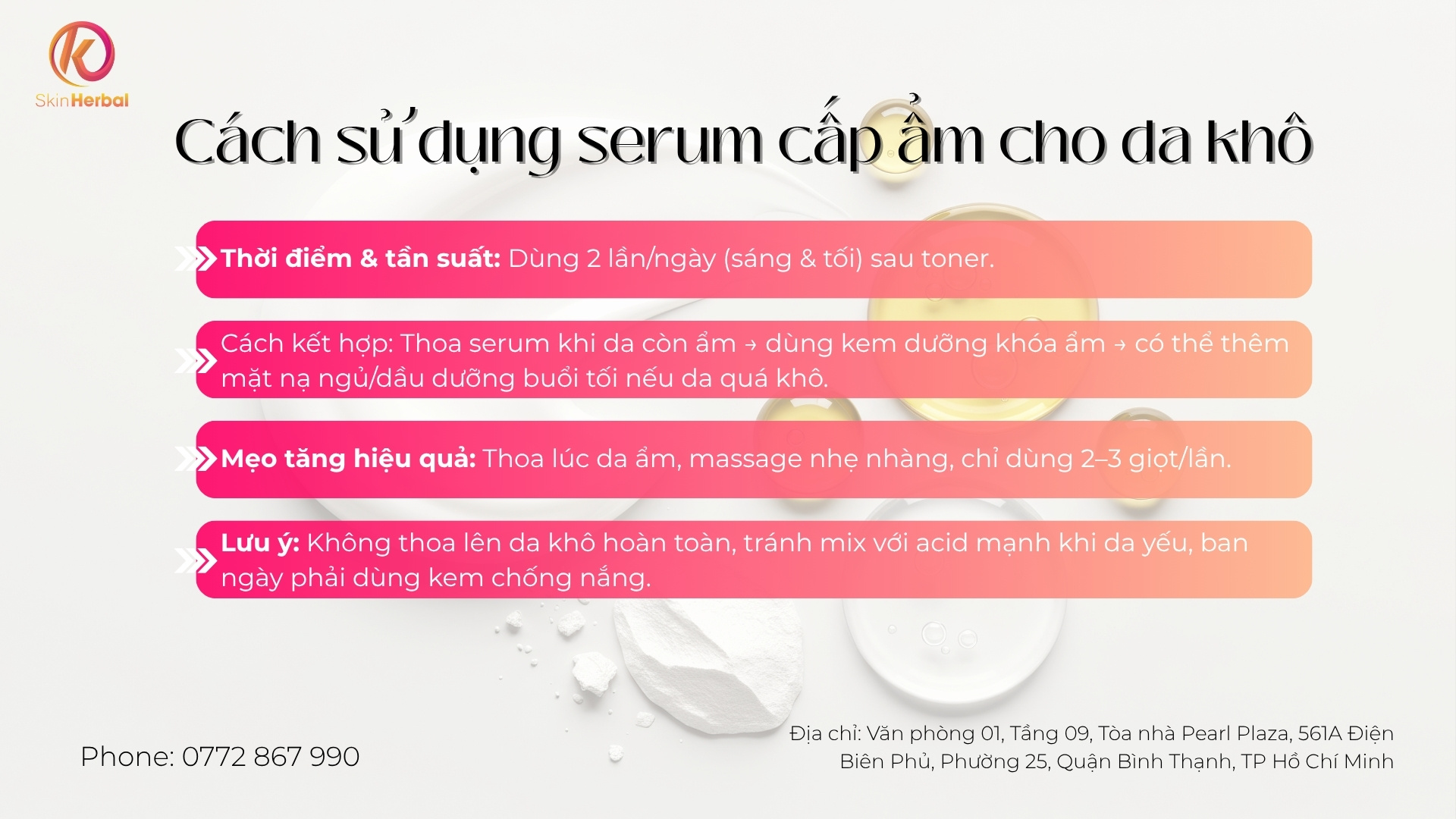 C&aacute;ch sử dụng serum cấp ẩm cho da kh&ocirc;