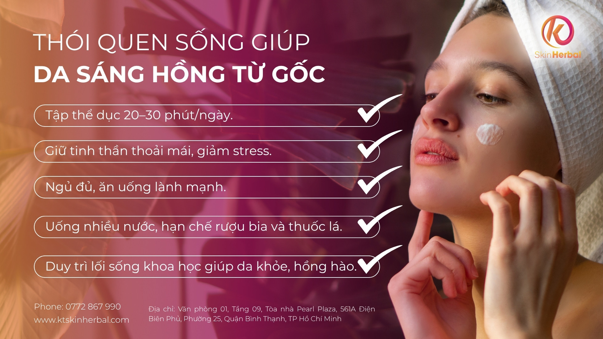 Th&oacute;i quen sống gi&uacute;p da s&aacute;ng hồng từ gốc