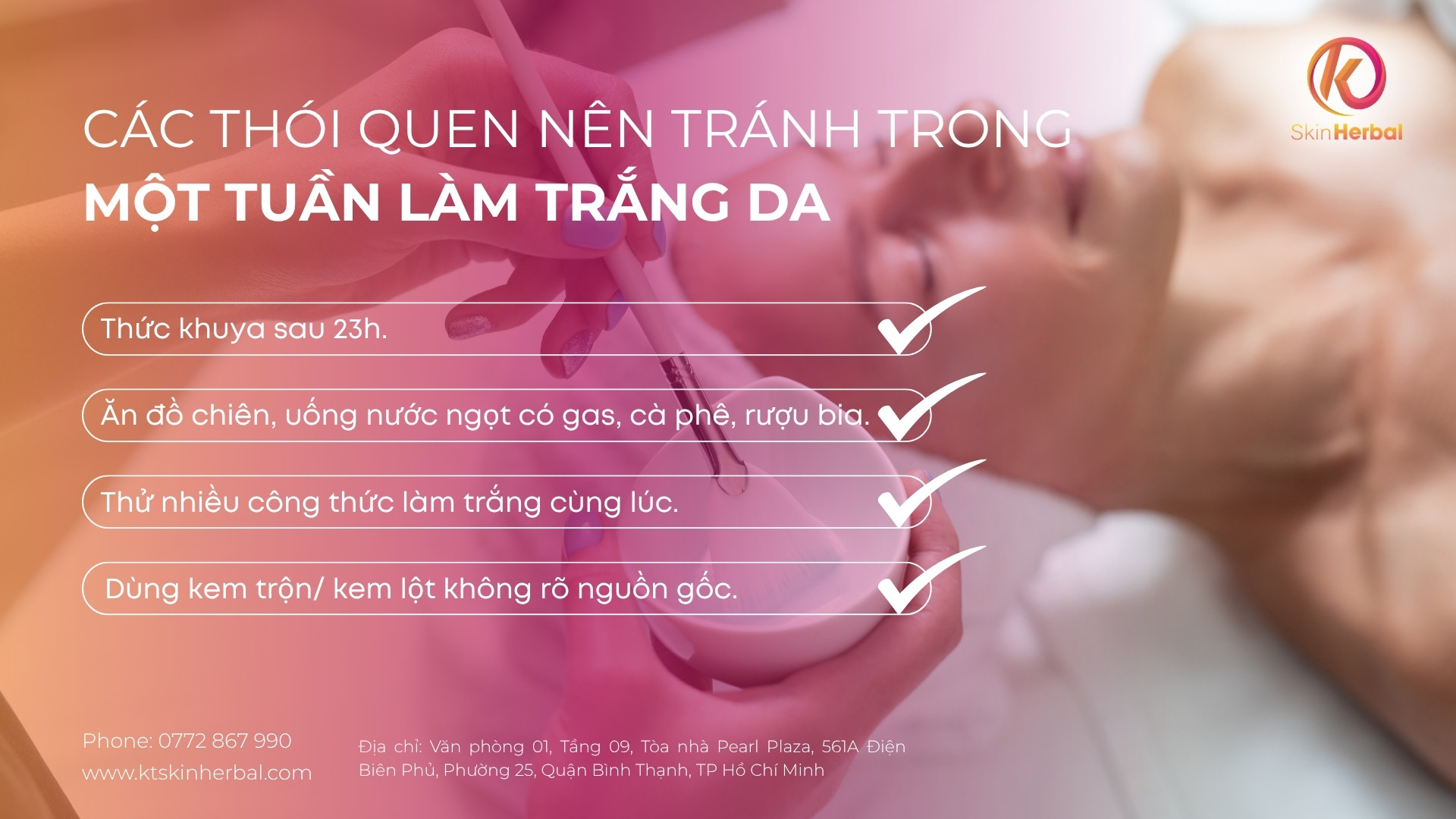 C&aacute;c th&oacute;i quen n&ecirc;n tr&aacute;nh trong một tuần l&agrave;m trắng da