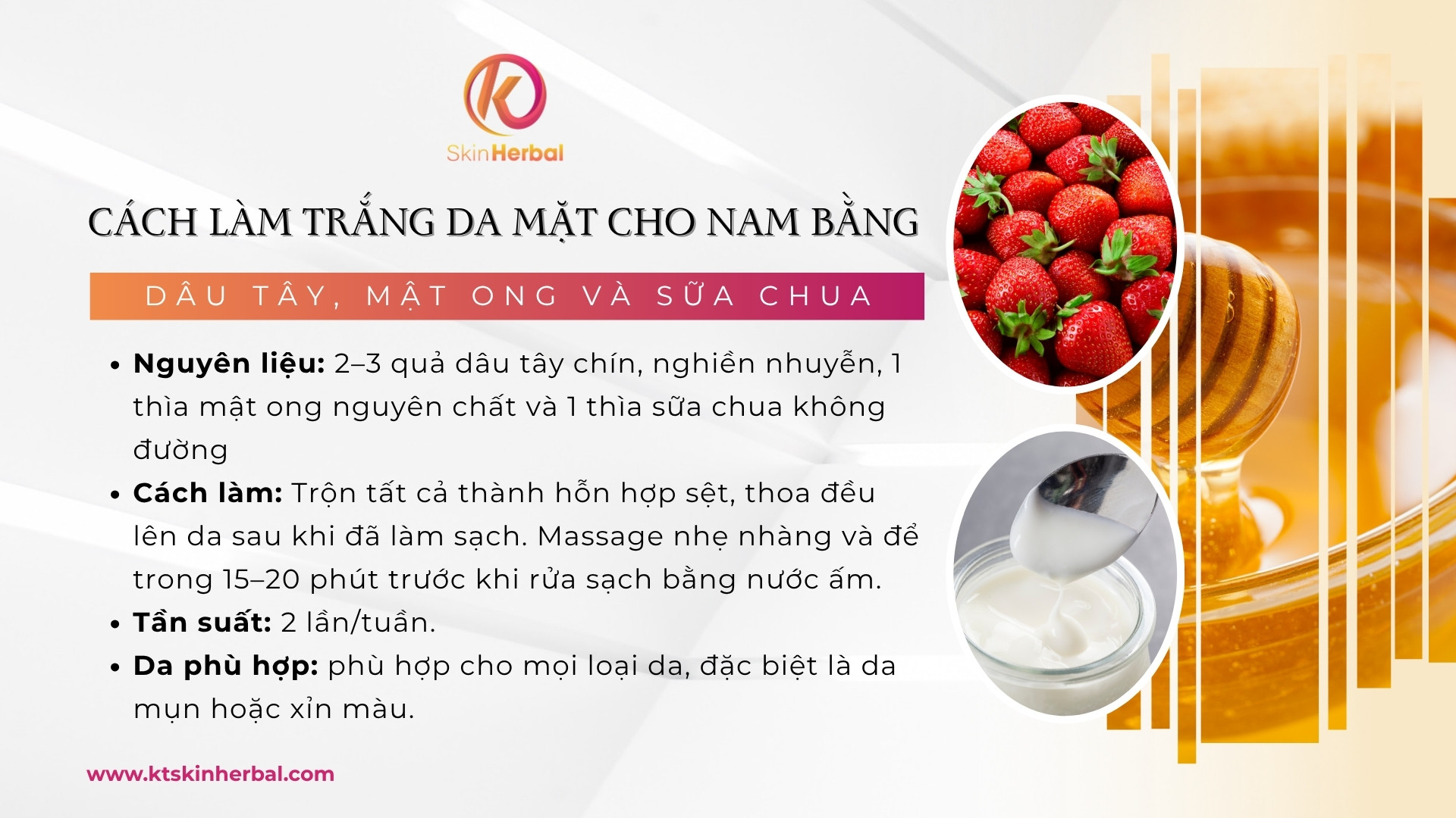 cach-lam-trang-da-mat-cho-nam-bang-dau-tay-mat-ong-va-sua-chua Cách làm trắng da mặt cho nam bằng dâu tây, mật ong và sữa chua