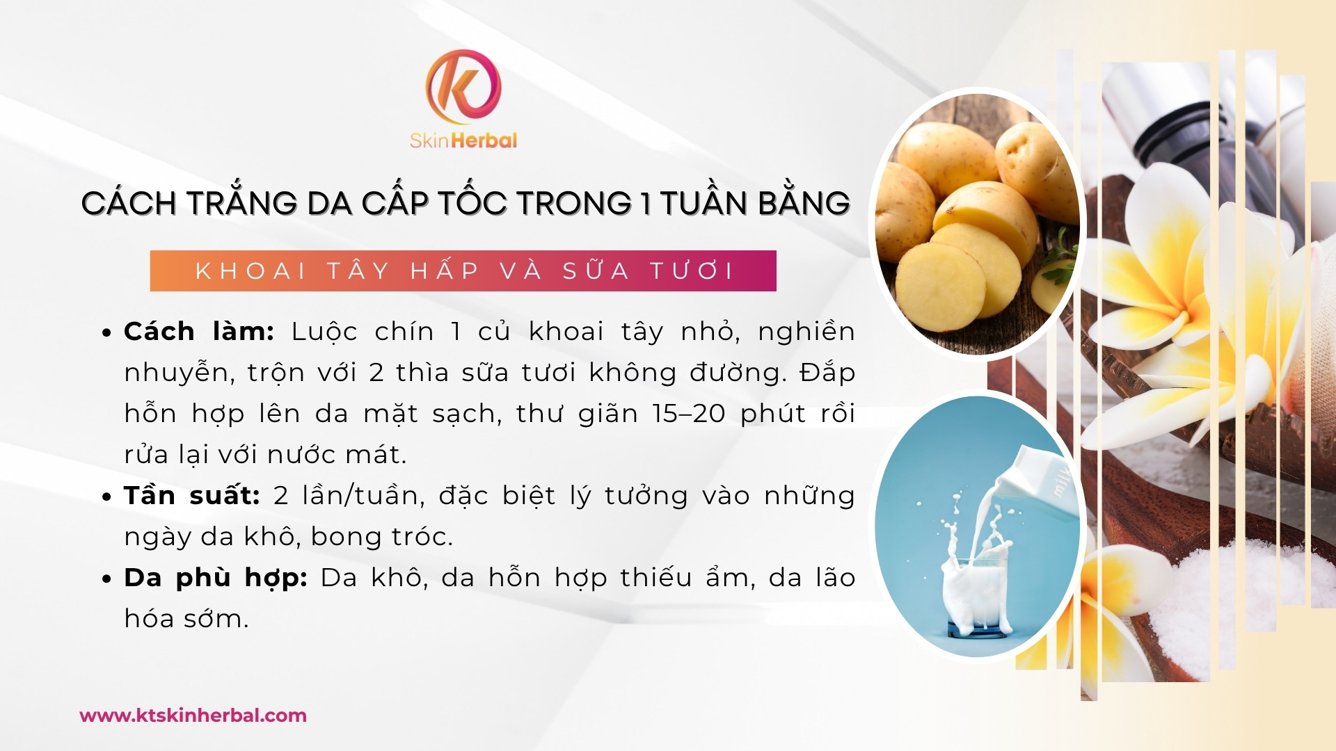 C&aacute;ch l&agrave;m trắng da cấp tốc trong 1 tuần bằng kho&aacute;i t&acirc;y hấp v&agrave; sữa tươi