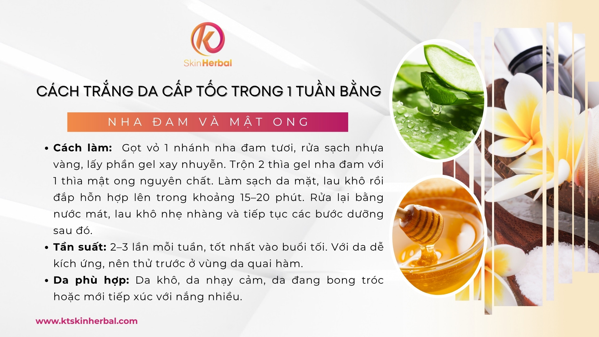 C&aacute;ch trắng da cấp tốc trong 1 tuần bằng nha đam v&agrave; mật ong