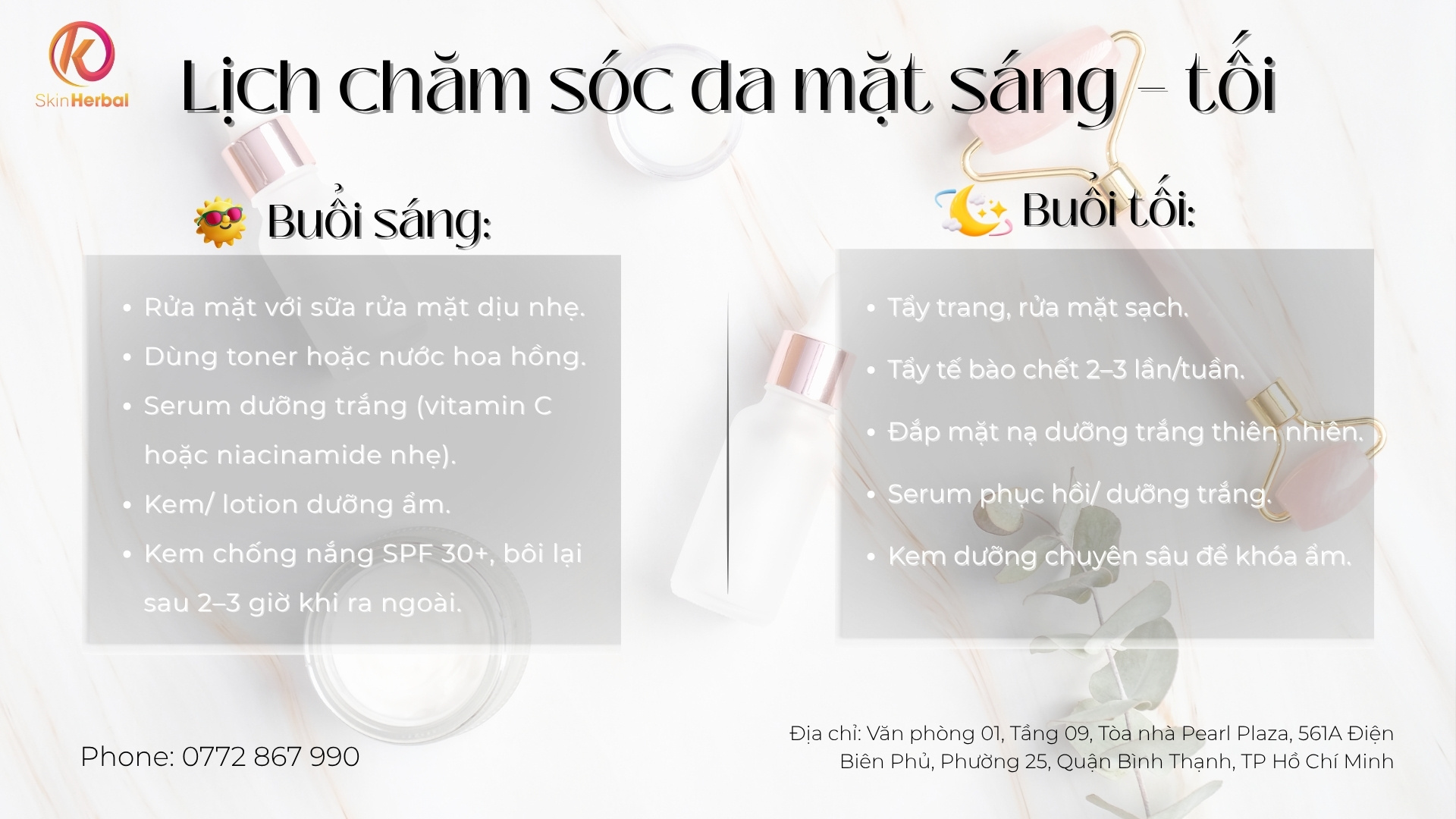 Lịch chăm s&oacute;c da mặt s&aacute;ng v&agrave; tối