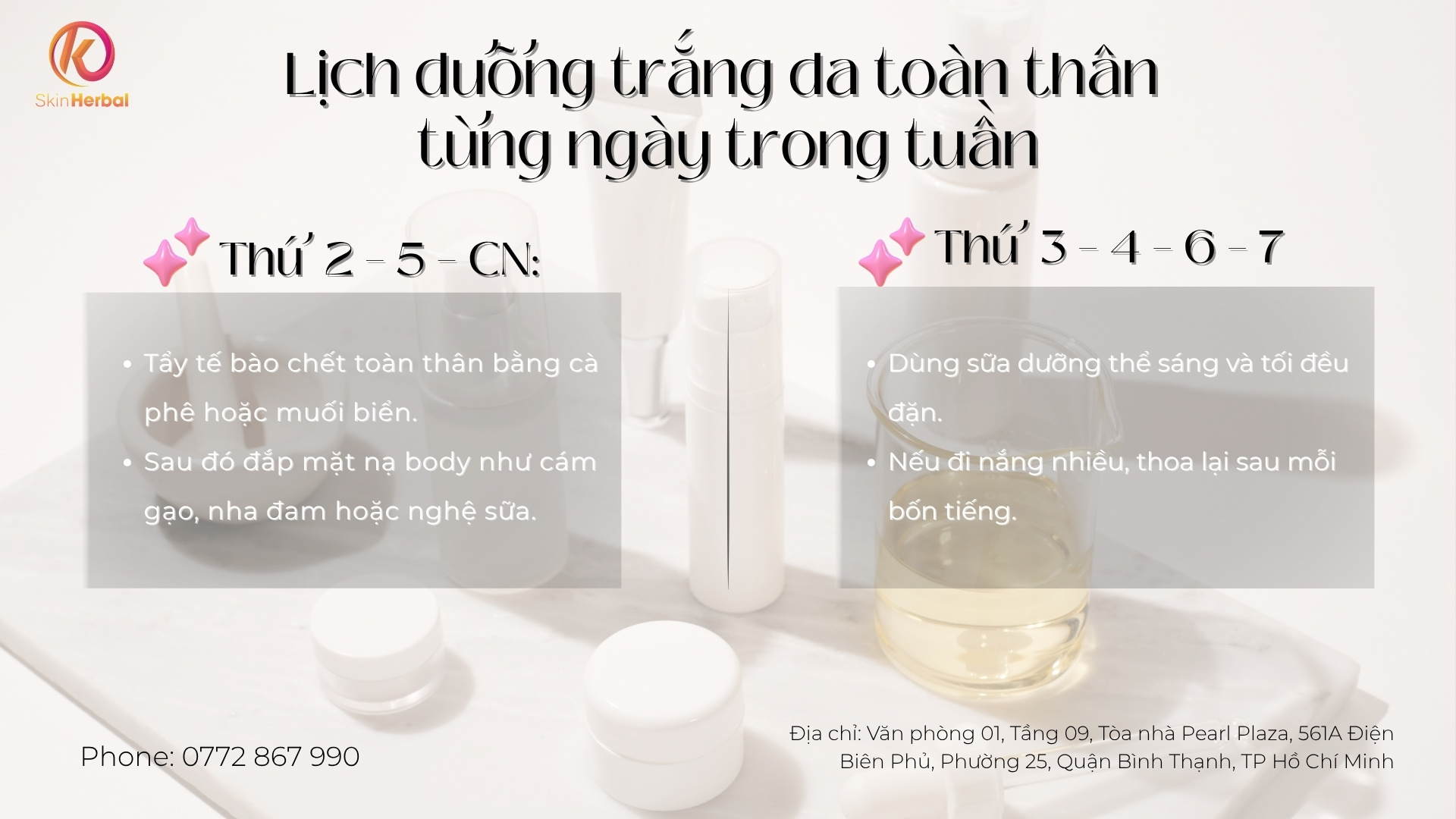 Lịch dưỡng trắng da to&agrave;n th&acirc;n từng ng&agrave;y trong tuần 
