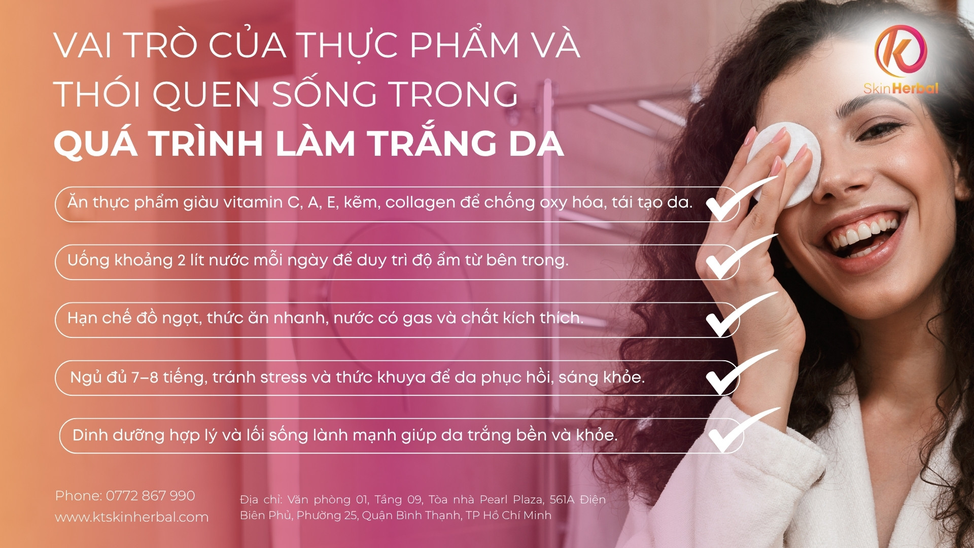 Vai tr&ograve; của thực phẩm v&agrave; th&oacute;i quen sống trong qu&aacute; tr&igrave;nh l&agrave;m trắng da