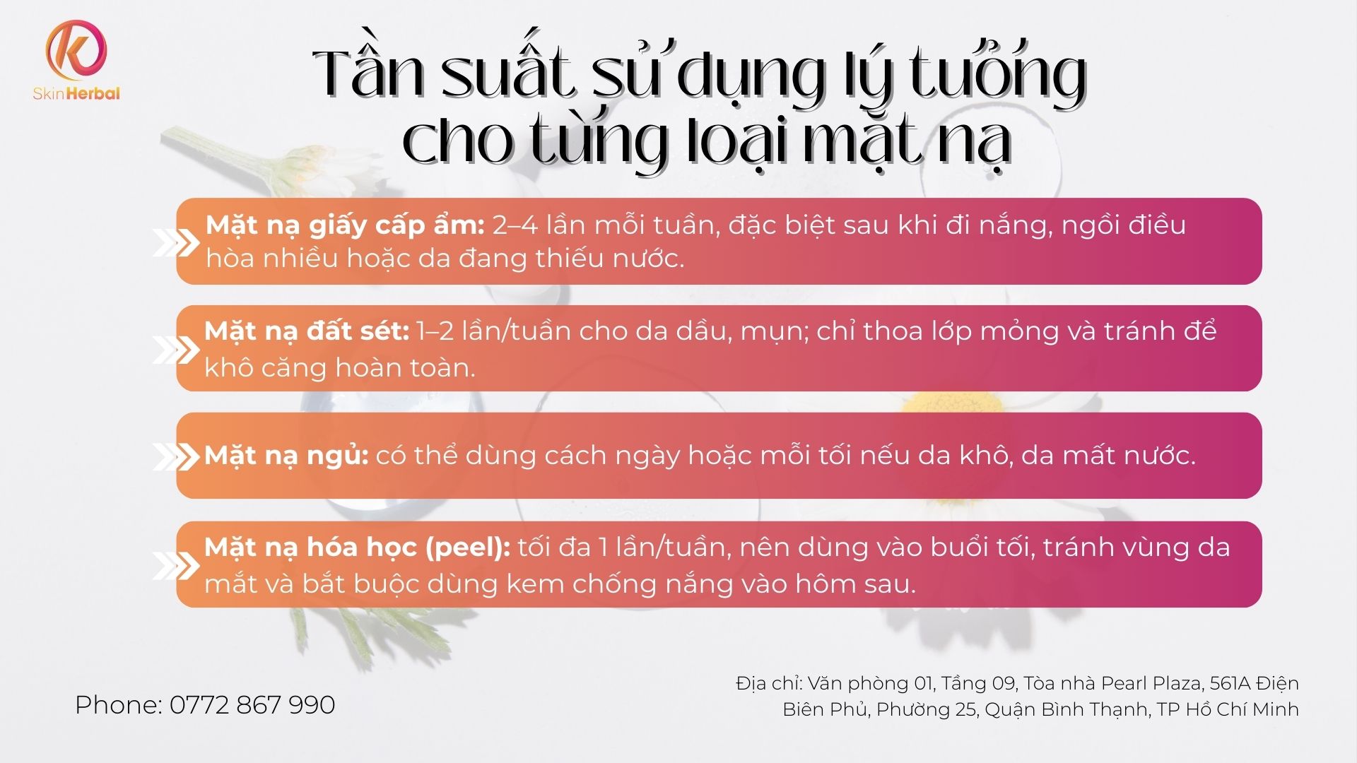 Tần suất sử dụng l&yacute; tưởng cho từng loại mặt nạ