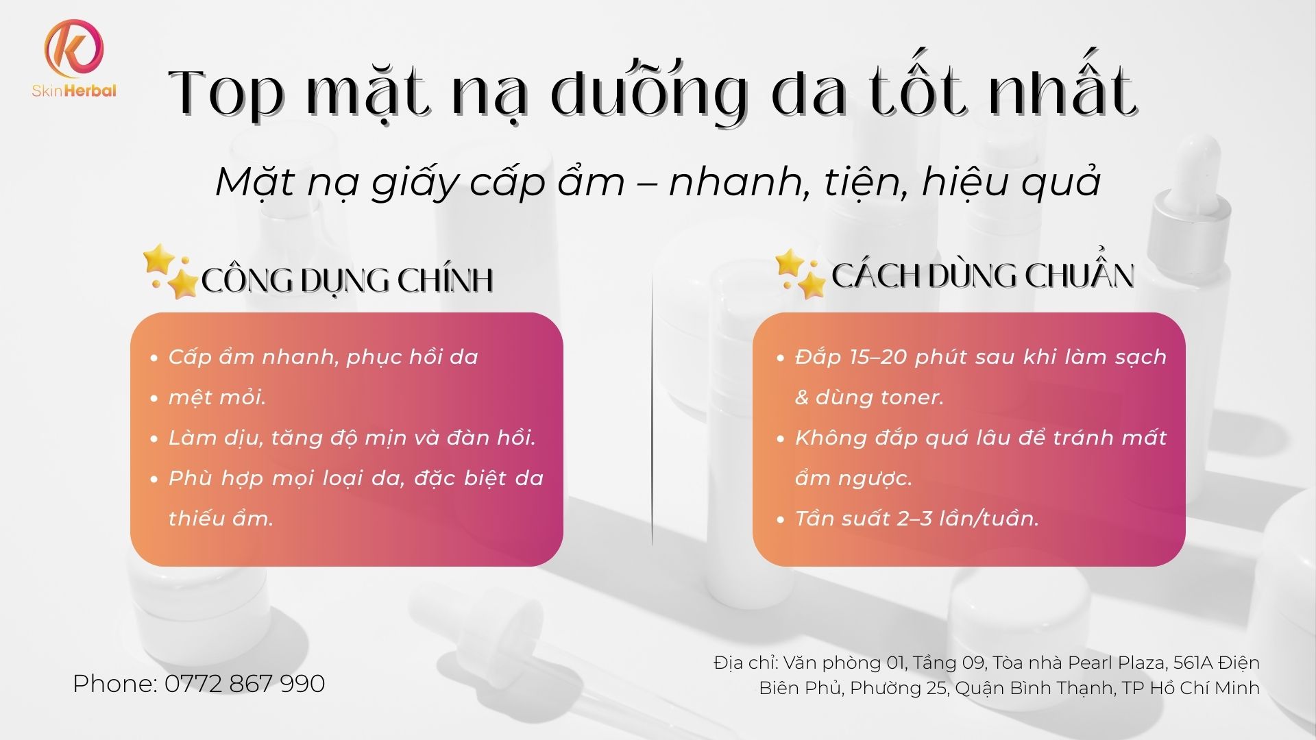 Mặt nạ giấy cấp ẩm - nhanh, tiện, hiệu quả