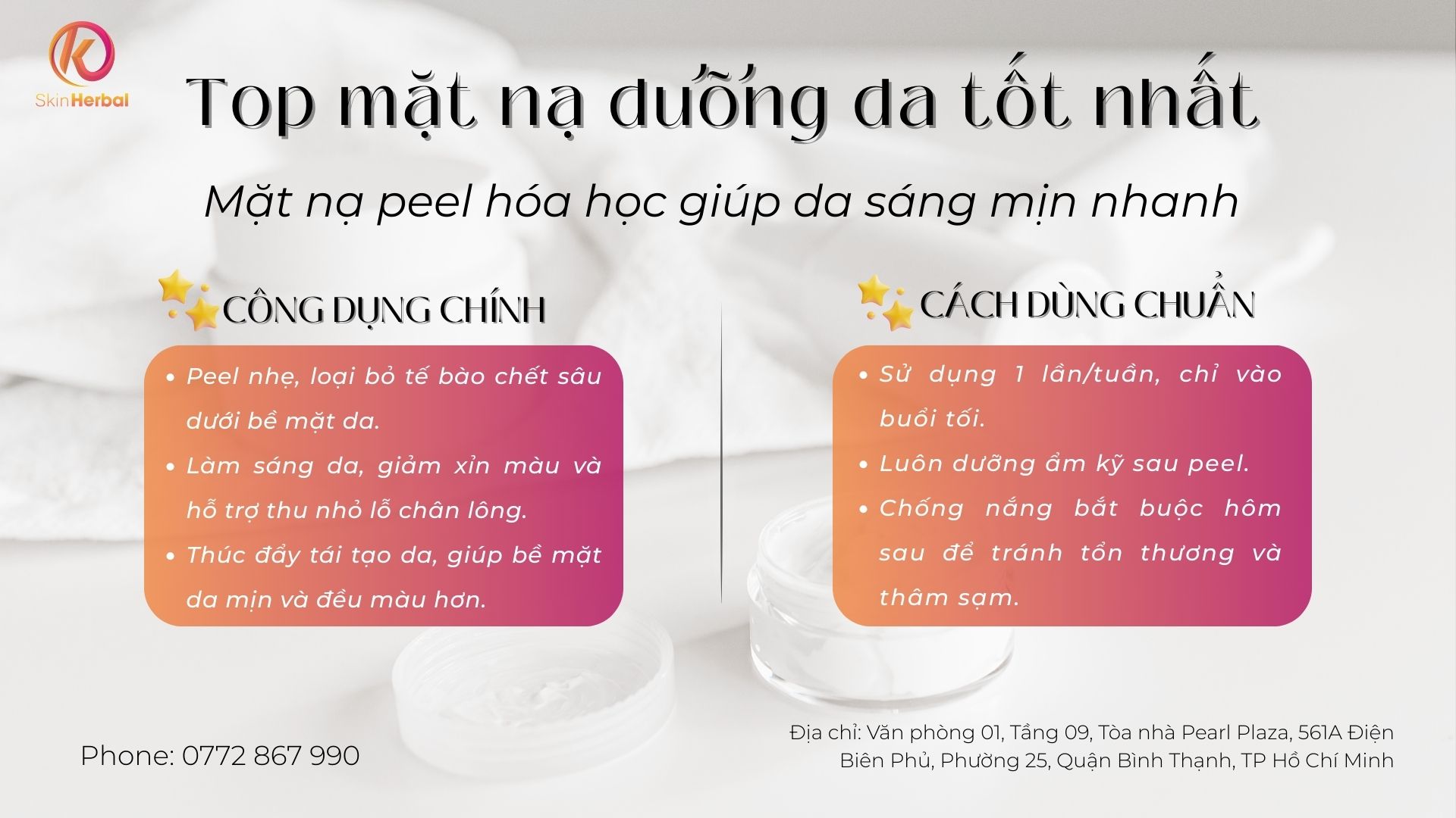 Mặt nạ peel h&oacute;a học gi&uacute;p da s&aacute;ng mịn nhanh