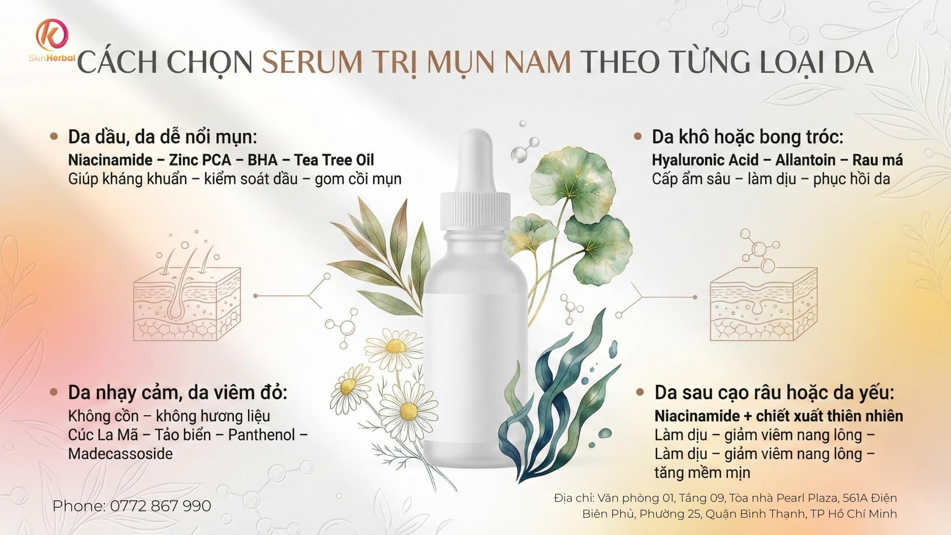 C&aacute;ch chọn serum trị mụn ph&ugrave; hợp cho da nam