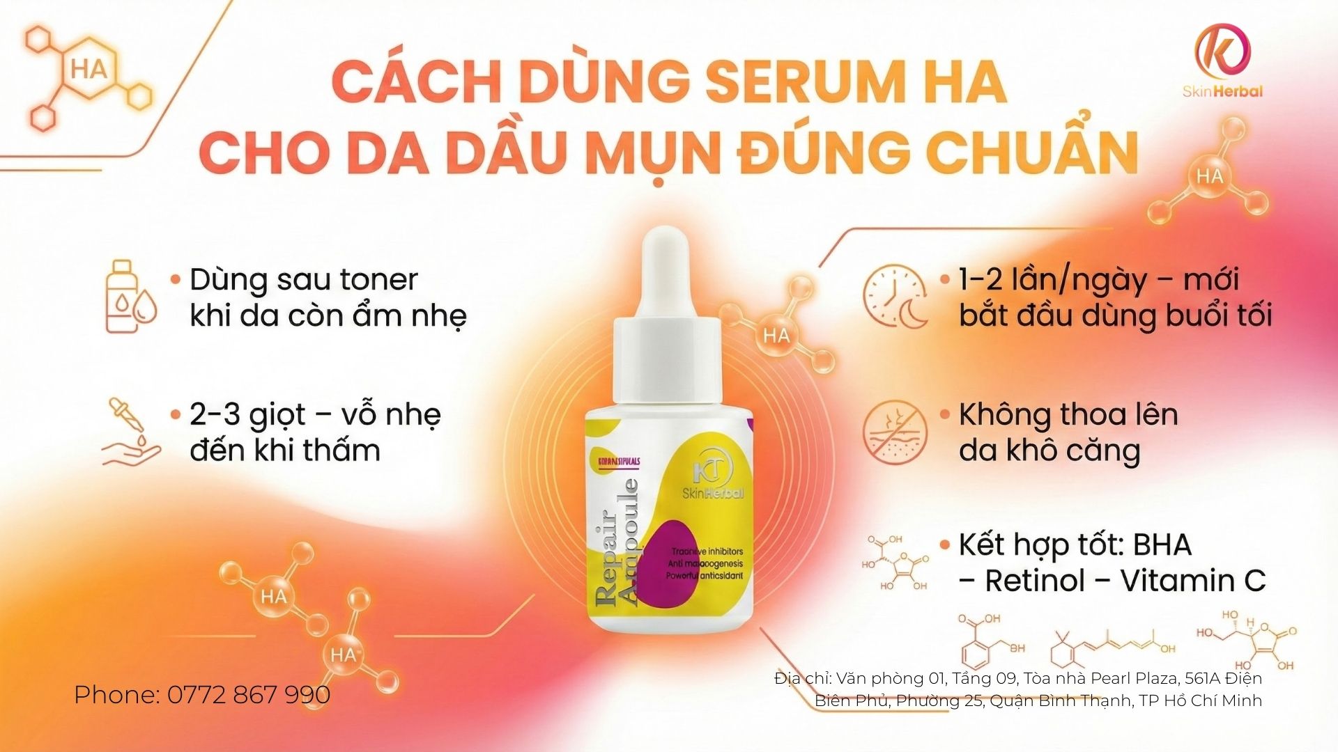 C&aacute;ch d&ugrave;ng serum HA cho da dầu mụn đ&uacute;ng chuẩn