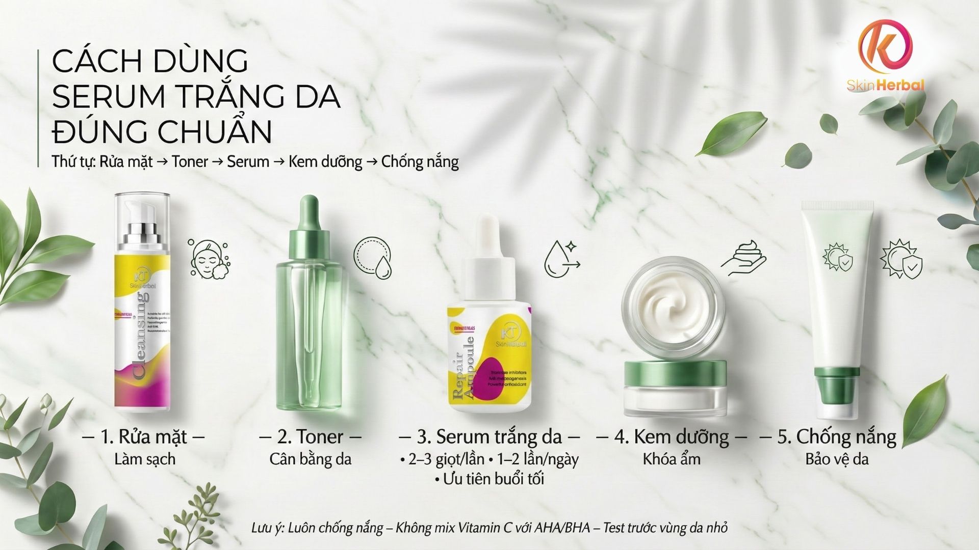 C&aacute;ch d&ugrave;ng serum trắng da đ&uacute;ng chuẩn