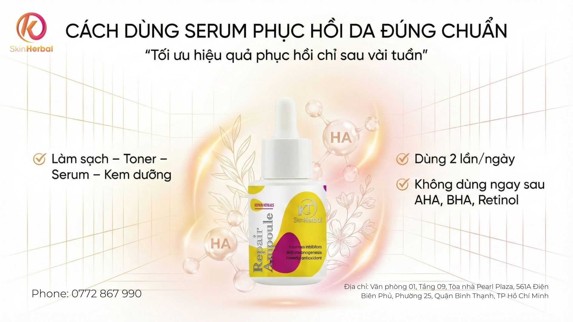 C&aacute;ch d&ugrave;ng serum phục hồi da hiệu quả