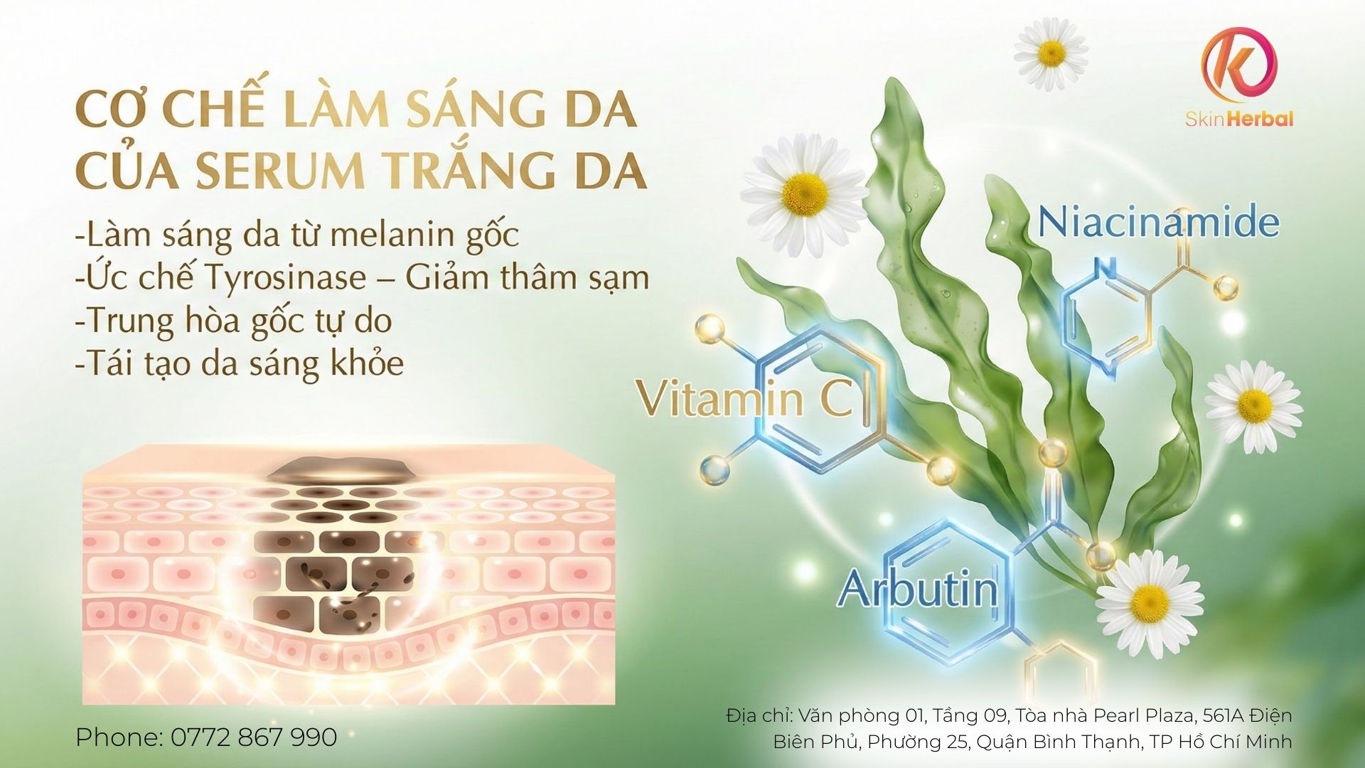 Cơ chế l&agrave;m s&aacute;ng da của serum trắng da