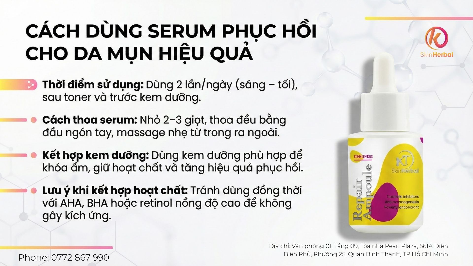 Hướng dẫn sử dụng serum phục hồi cho da mụn hiệu quả