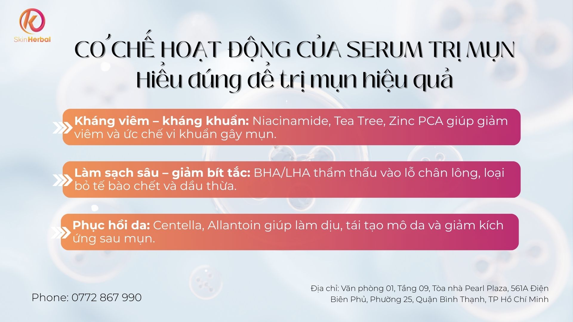 Cơ chế hoạt động của serum trị mụn - Hiểu đ&uacute;ng để trị mụn hiệu quả