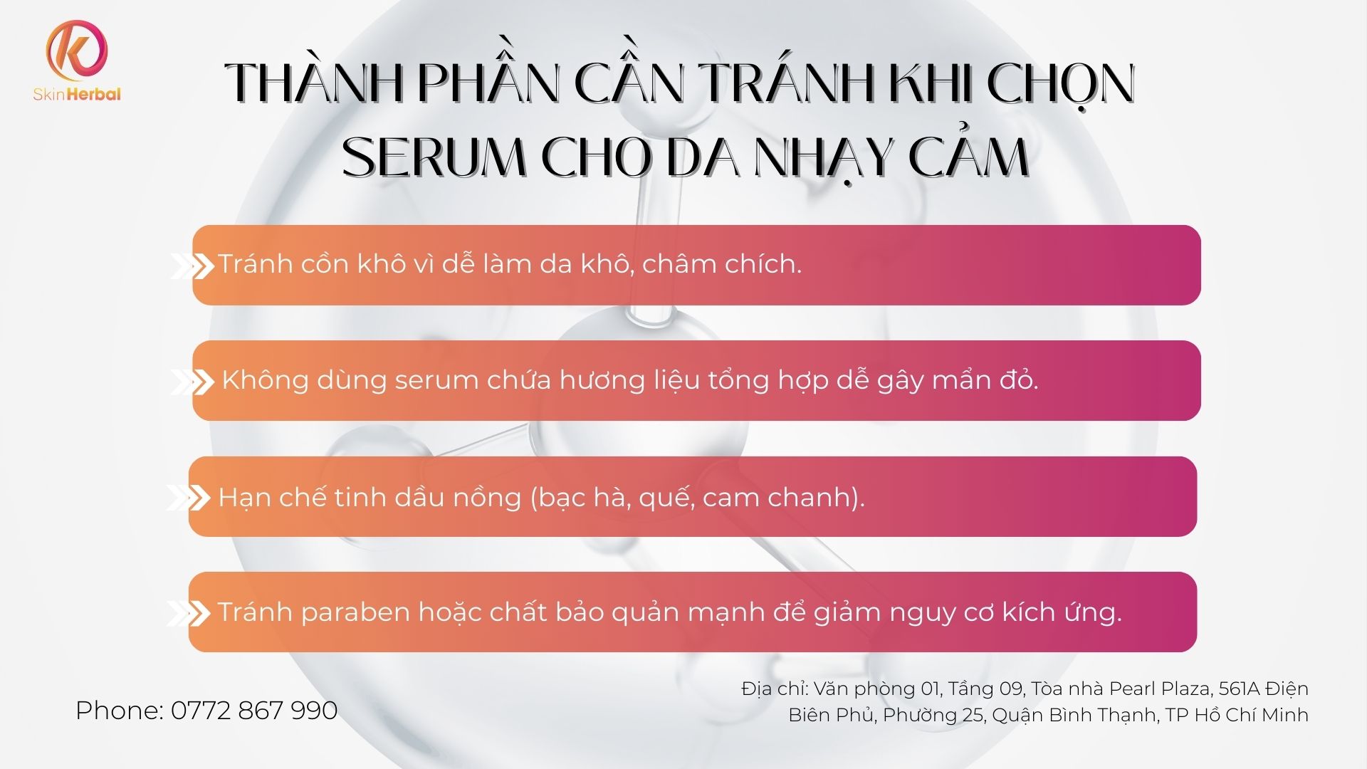 Tr&aacute;nh c&aacute;c th&agrave;nh phần dễ g&acirc;y k&iacute;ch ứng