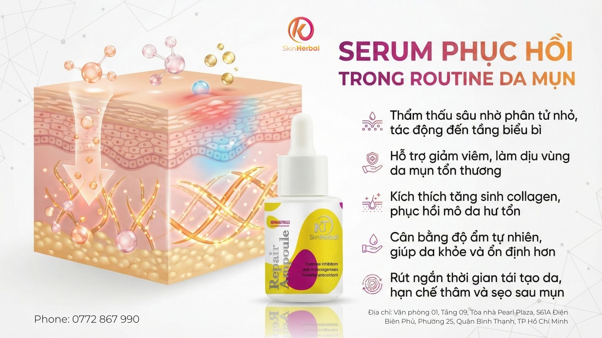 Vai tr&ograve; của serum phục hồi trong chu tr&igrave;nh chăm s&oacute;c da mụn