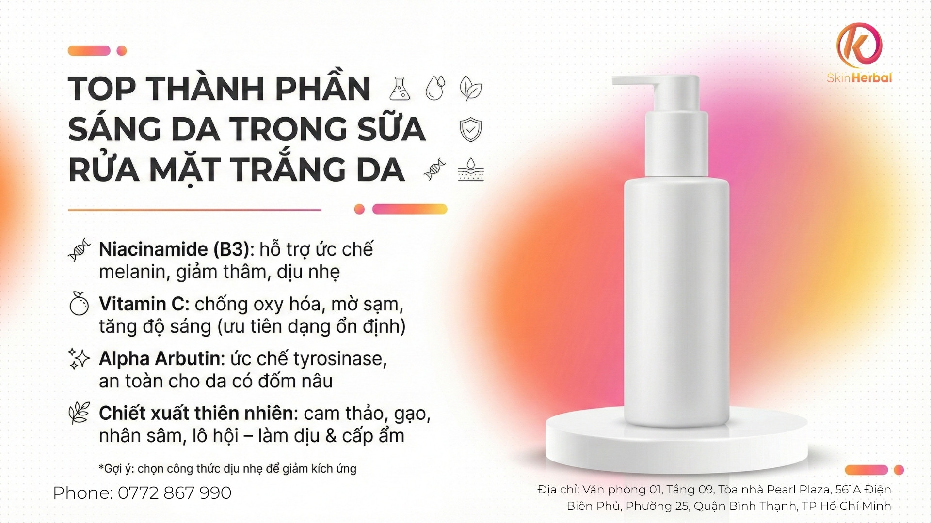 Th&agrave;nh phần sữa rửa mặt trắng da